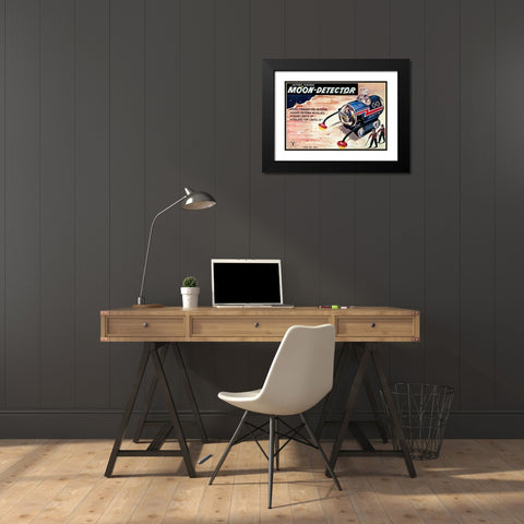 Moon-Detector Black Modern Wood Framed Art Print with Double Matting by Retrotrans