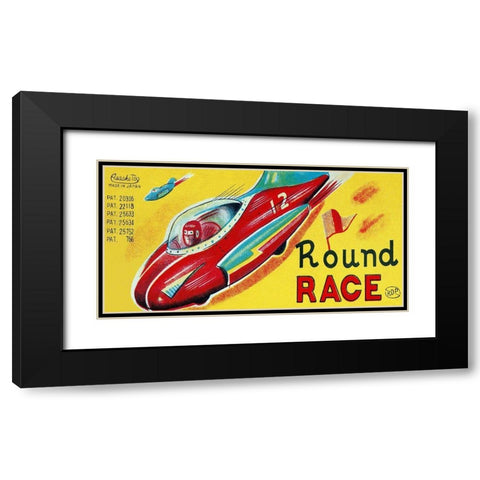 Round Race Rocket Car Black Modern Wood Framed Art Print with Double Matting by Retrotrans