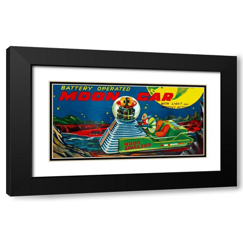 Moon Car Black Modern Wood Framed Art Print with Double Matting by Retrotrans