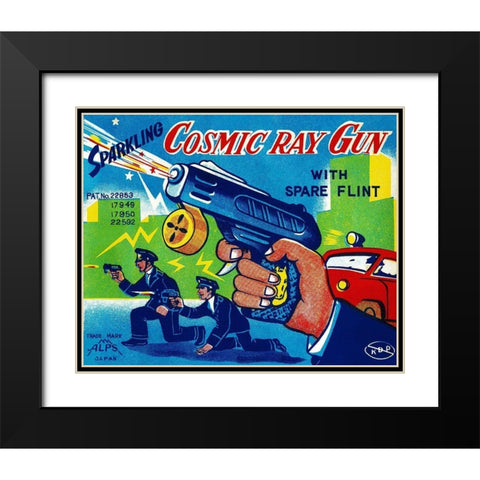 Cosmic Ray Gun Black Modern Wood Framed Art Print with Double Matting by Retrogun