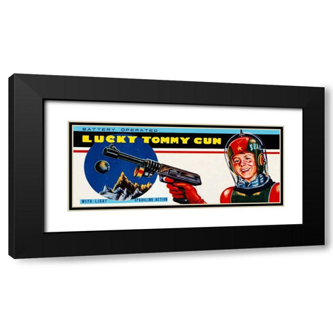 Lucky Tommy Gun Black Modern Wood Framed Art Print with Double Matting by Retrogun