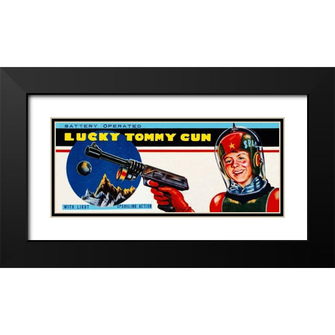 Lucky Tommy Gun Black Modern Wood Framed Art Print with Double Matting by Retrogun