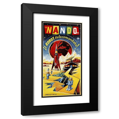 Nando - Il Robot a Telecomando Black Modern Wood Framed Art Print with Double Matting by Retrobot