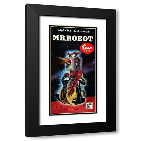 Mr. Robot Black Modern Wood Framed Art Print with Double Matting by Retrobot