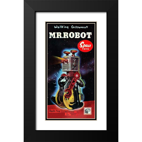 Mr. Robot Black Modern Wood Framed Art Print with Double Matting by Retrobot
