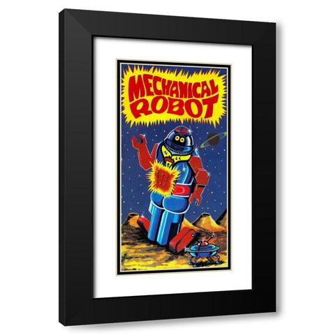 Mechanical Robot Black Modern Wood Framed Art Print with Double Matting by Retrobot