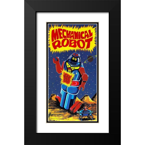 Mechanical Robot Black Modern Wood Framed Art Print with Double Matting by Retrobot