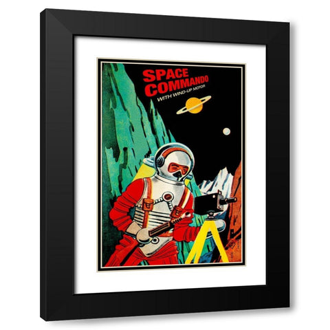 Space Commando Black Modern Wood Framed Art Print with Double Matting by Retrobot