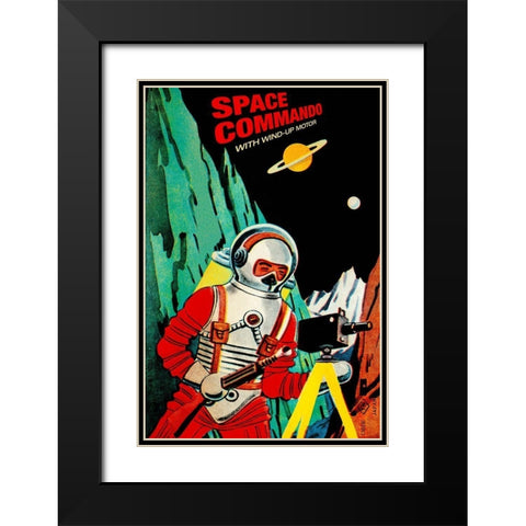 Space Commando Black Modern Wood Framed Art Print with Double Matting by Retrobot