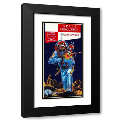 Space Conqueror Black Modern Wood Framed Art Print with Double Matting by Retrobot