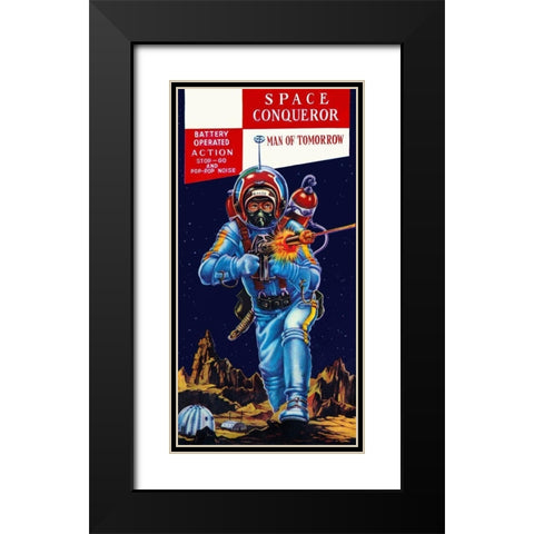 Space Conqueror Black Modern Wood Framed Art Print with Double Matting by Retrobot
