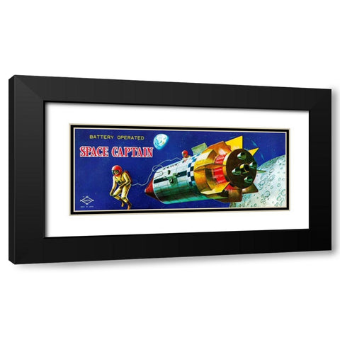 Space Captain Black Modern Wood Framed Art Print with Double Matting by Retrorocket