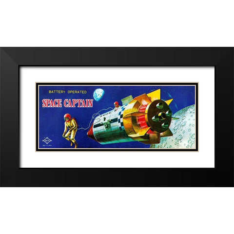 Space Captain Black Modern Wood Framed Art Print with Double Matting by Retrorocket