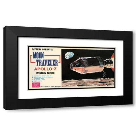 Moon Traveler Apollo-Z Black Modern Wood Framed Art Print with Double Matting by Retrorocket
