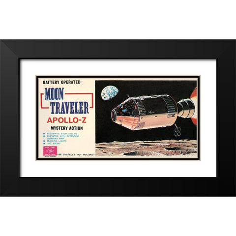 Moon Traveler Apollo-Z Black Modern Wood Framed Art Print with Double Matting by Retrorocket