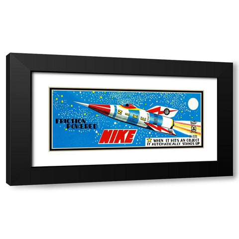 Friction Powered Nike Black Modern Wood Framed Art Print with Double Matting by Retrorocket