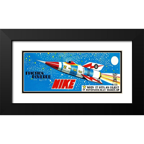 Friction Powered Nike Black Modern Wood Framed Art Print with Double Matting by Retrorocket