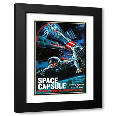 Space Capsule Black Modern Wood Framed Art Print with Double Matting by Retrorocket