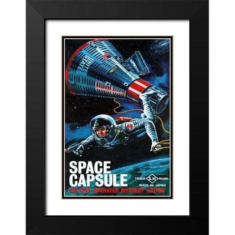 Space Capsule Black Modern Wood Framed Art Print with Double Matting by Retrorocket