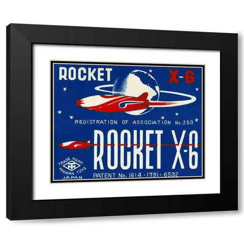 Rocket X-6 Black Modern Wood Framed Art Print with Double Matting by Retrorocket