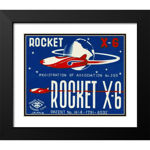 Rocket X-6 Black Modern Wood Framed Art Print with Double Matting by Retrorocket