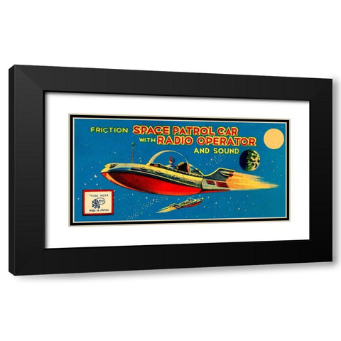 Space Patrol Car with Radio Operator Black Modern Wood Framed Art Print with Double Matting by Retrorocket