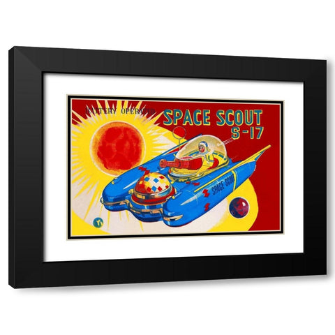Space Scout S-17 Black Modern Wood Framed Art Print with Double Matting by Retrorocket