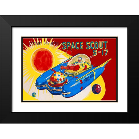Space Scout S-17 Black Modern Wood Framed Art Print with Double Matting by Retrorocket