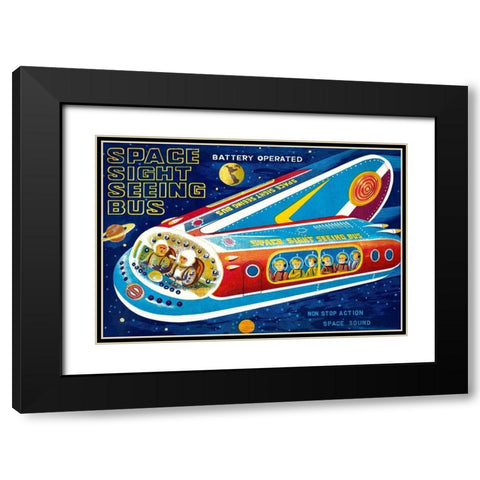 Space Sight Seeing Bus Black Modern Wood Framed Art Print with Double Matting by Retrorocket