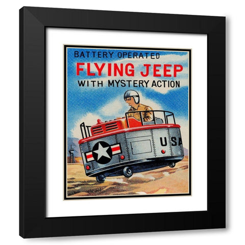 Battery Operated Flying Jeep with Mystery Action Black Modern Wood Framed Art Print with Double Matting by Retrorocket