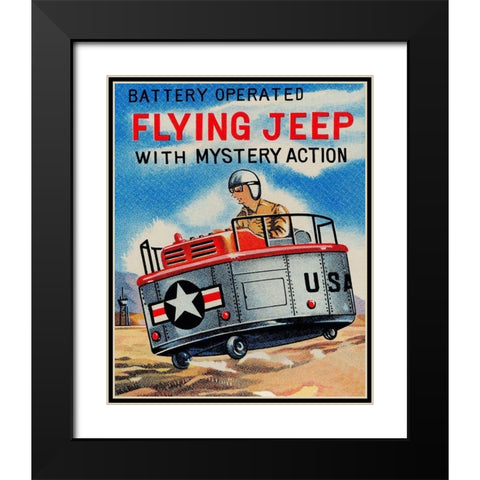 Battery Operated Flying Jeep with Mystery Action Black Modern Wood Framed Art Print with Double Matting by Retrorocket