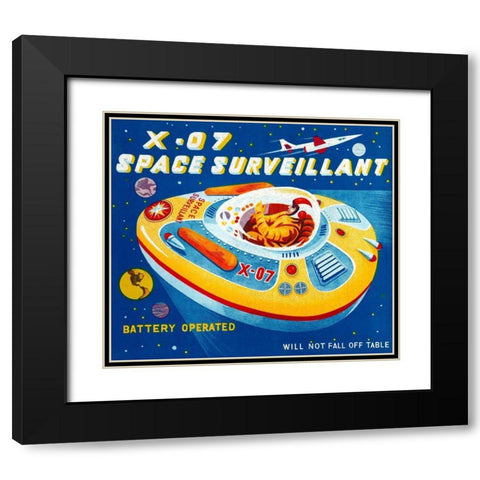 X-07 Space Surveillant II Black Modern Wood Framed Art Print with Double Matting by Retrorocket