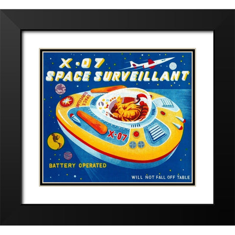 X-07 Space Surveillant II Black Modern Wood Framed Art Print with Double Matting by Retrorocket