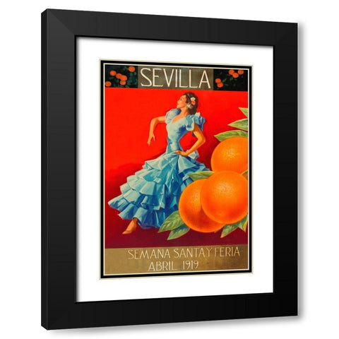 Sevilla - Fair Week Black Modern Wood Framed Art Print with Double Matting by Retrolabel