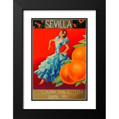 Sevilla - Fair Week Black Modern Wood Framed Art Print with Double Matting by Retrolabel