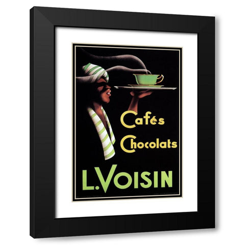 Cafes Chocolats L. Voisin Black Modern Wood Framed Art Print with Double Matting by Retrolabel