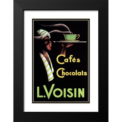Cafes Chocolats L. Voisin Black Modern Wood Framed Art Print with Double Matting by Retrolabel