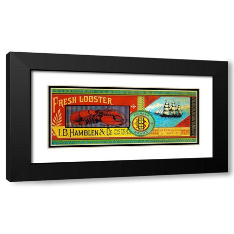 Pioneer Brand Fresh Lobster Black Modern Wood Framed Art Print with Double Matting by Retrolabel