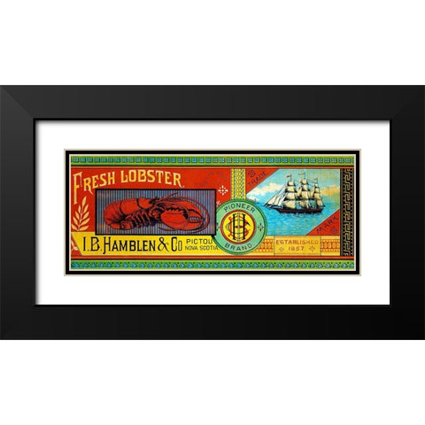 Pioneer Brand Fresh Lobster Black Modern Wood Framed Art Print with Double Matting by Retrolabel