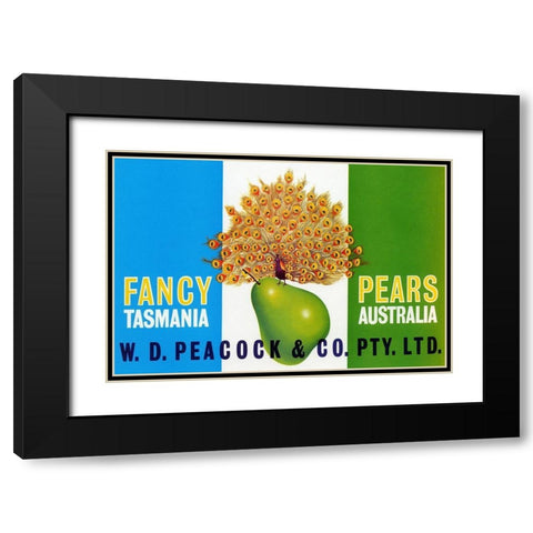 Peacock Pears Black Modern Wood Framed Art Print with Double Matting by Retrolabel