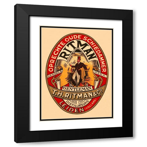 Gentleman Liquor Black Modern Wood Framed Art Print with Double Matting by Retrolabel