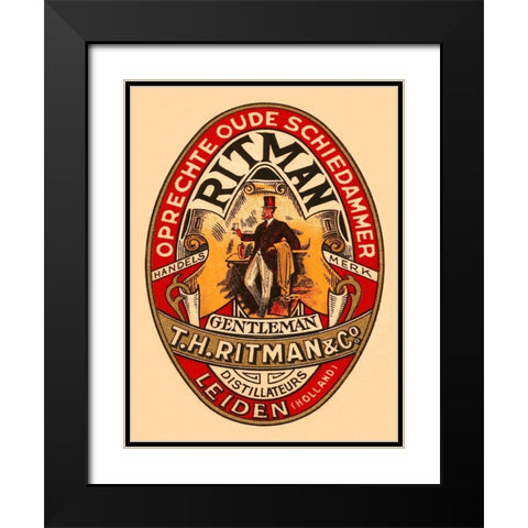 Gentleman Liquor Black Modern Wood Framed Art Print with Double Matting by Retrolabel