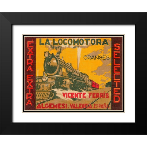 La Locomotora Oranges Black Modern Wood Framed Art Print with Double Matting by Retrolabel