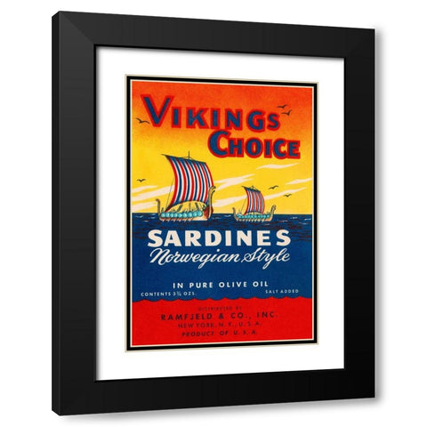 Vikings Choise Sardines Black Modern Wood Framed Art Print with Double Matting by Retrolabel