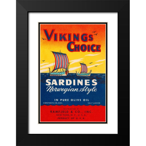 Vikings Choise Sardines Black Modern Wood Framed Art Print with Double Matting by Retrolabel