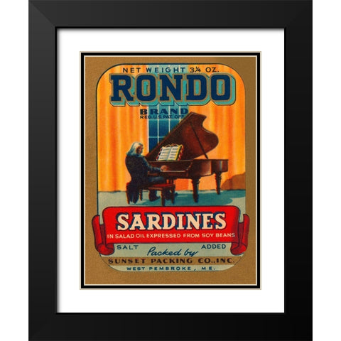 Rondo Brand Sardines Black Modern Wood Framed Art Print with Double Matting by Retrolabel