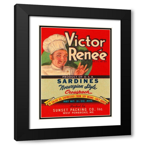 Victor Renee Sardines Black Modern Wood Framed Art Print with Double Matting by Retrolabel