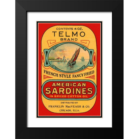 Telmo Brand American Sardines Black Modern Wood Framed Art Print with Double Matting by Retrolabel