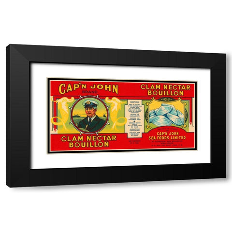 Capn John Brand Clam Nectar Bouillon Black Modern Wood Framed Art Print with Double Matting by Retrolabel