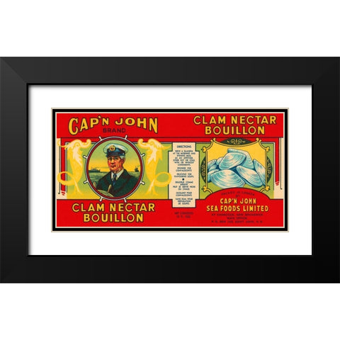 Capn John Brand Clam Nectar Bouillon Black Modern Wood Framed Art Print with Double Matting by Retrolabel